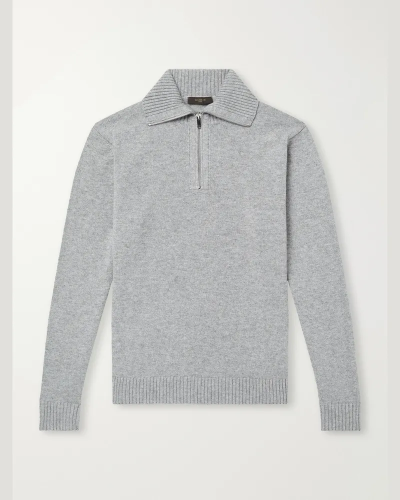 Slowear Zanone Slim-Fit Cashmere Half Zip-Up Sweater Gray