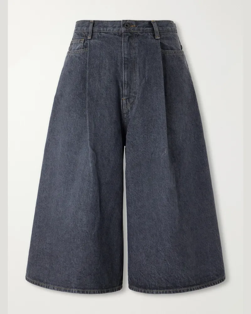KAPITAL Wide-Leg Denim Shorts Black