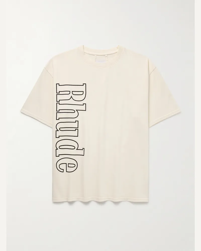 RHUDE T-Shirt aus Baumwoll-Jersey mit Logoprint Neutral