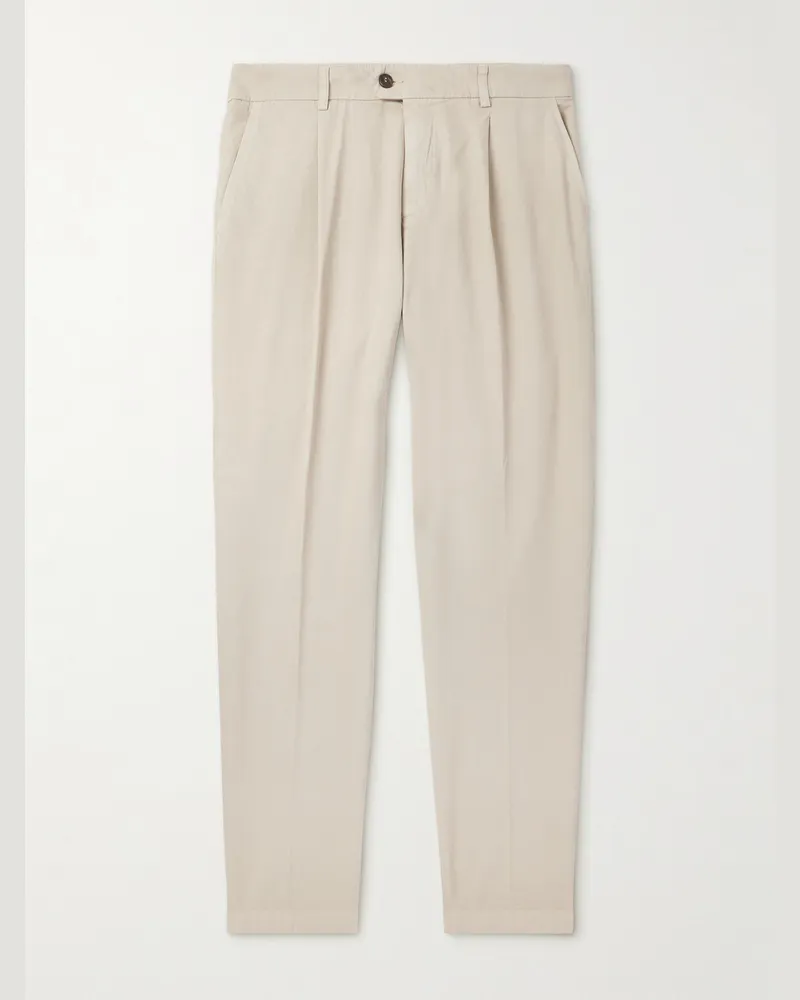 Eleventy Gerade geschnittene Hose aus einer Stretch-Baumwoll-Lyocell-Mischung mit Falten Neutral