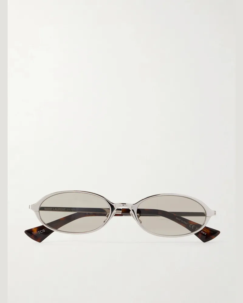 Saint Laurent SL 935 Round-Frame Silver-Tone Sunglasses Silver