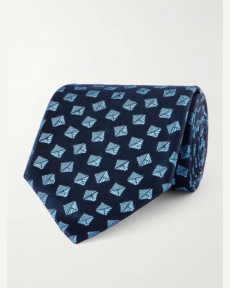 Charvet 8.5cm Silk-Jacquard Tie Blue