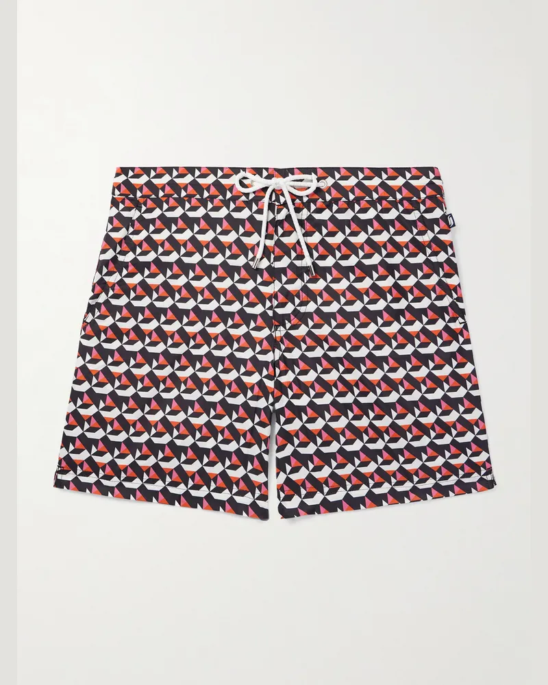 Richard James Straight-Leg Mid-Length Printed Recycled Swim Shorts Brown