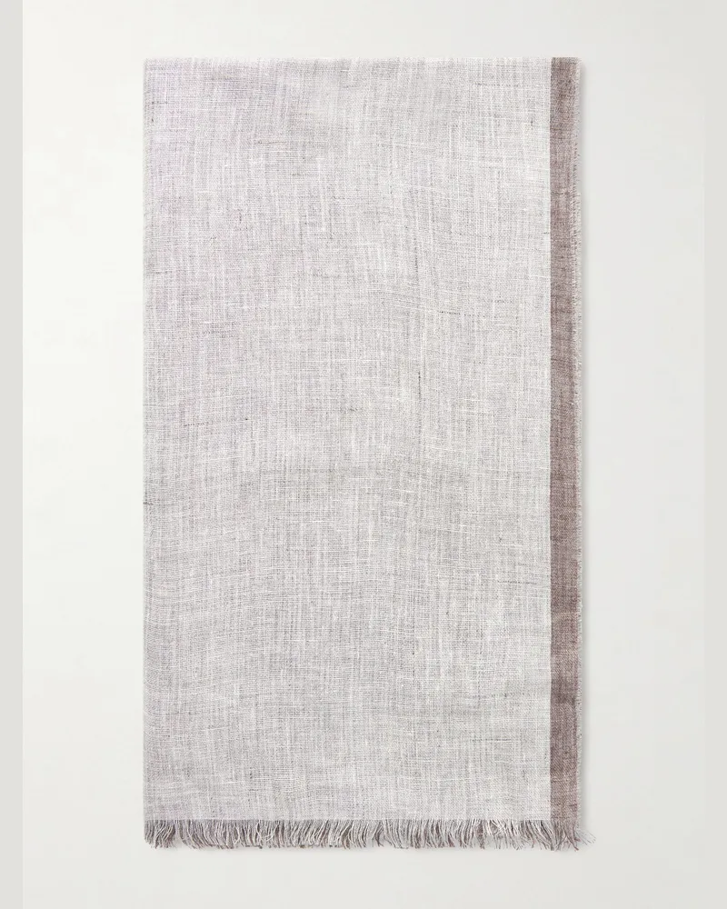 Brunello Cucinelli Fringed Linen Scarf Brown