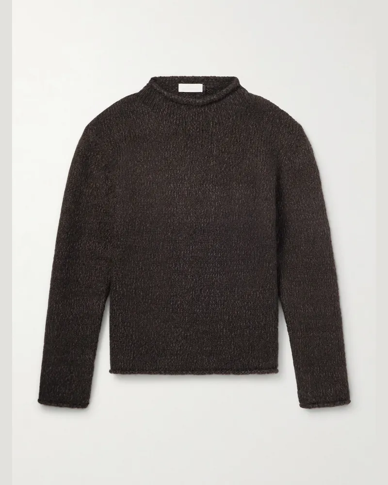 AMOMENTO Pullover aus einer Baumwollmischung mit Stehkragen Braun