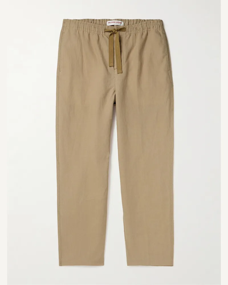 Orlebar Brown Alex Tapered Linen Drawstring Trousers Neutrals