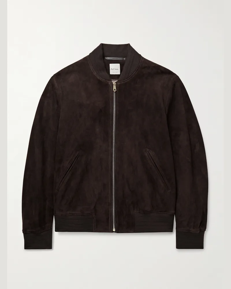 Paul Smith Suede Bomber Jacket Brown