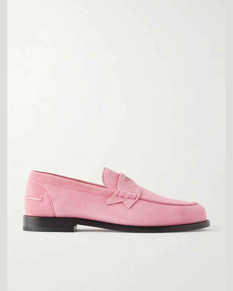 Christian Louboutin The Plato Suede Leather Loafers Pink