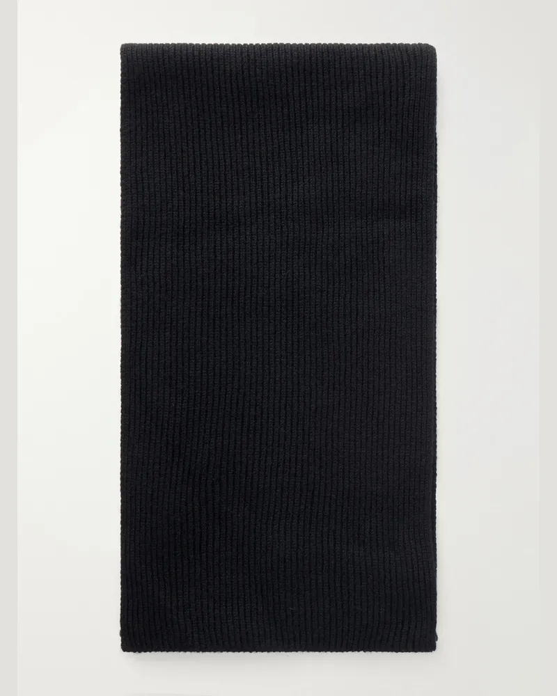 William Lockie Ribbed Cashmere Scarf Black
