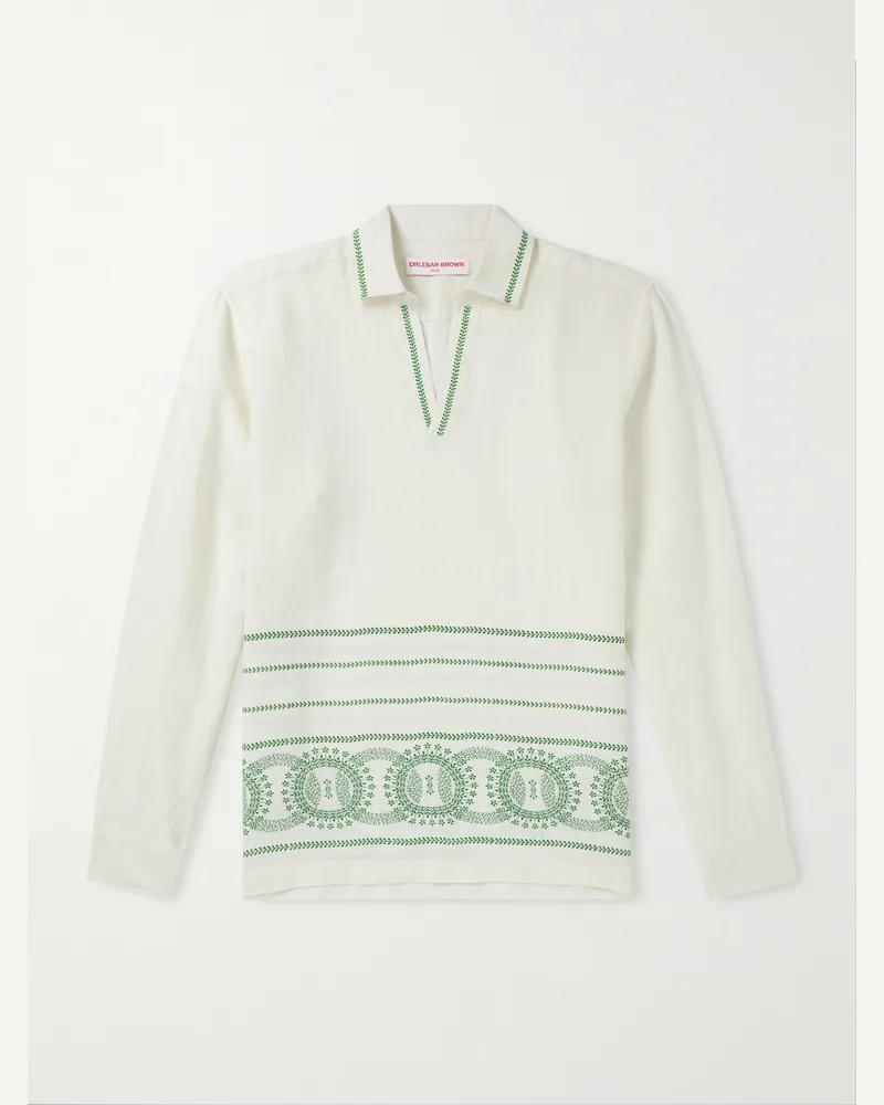 Orlebar Brown Ridley Hemd aus Leinen mit Print Neutral