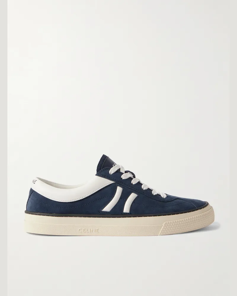 Celine Sneakers aus Veloursleder mit Lederbesatz Blau