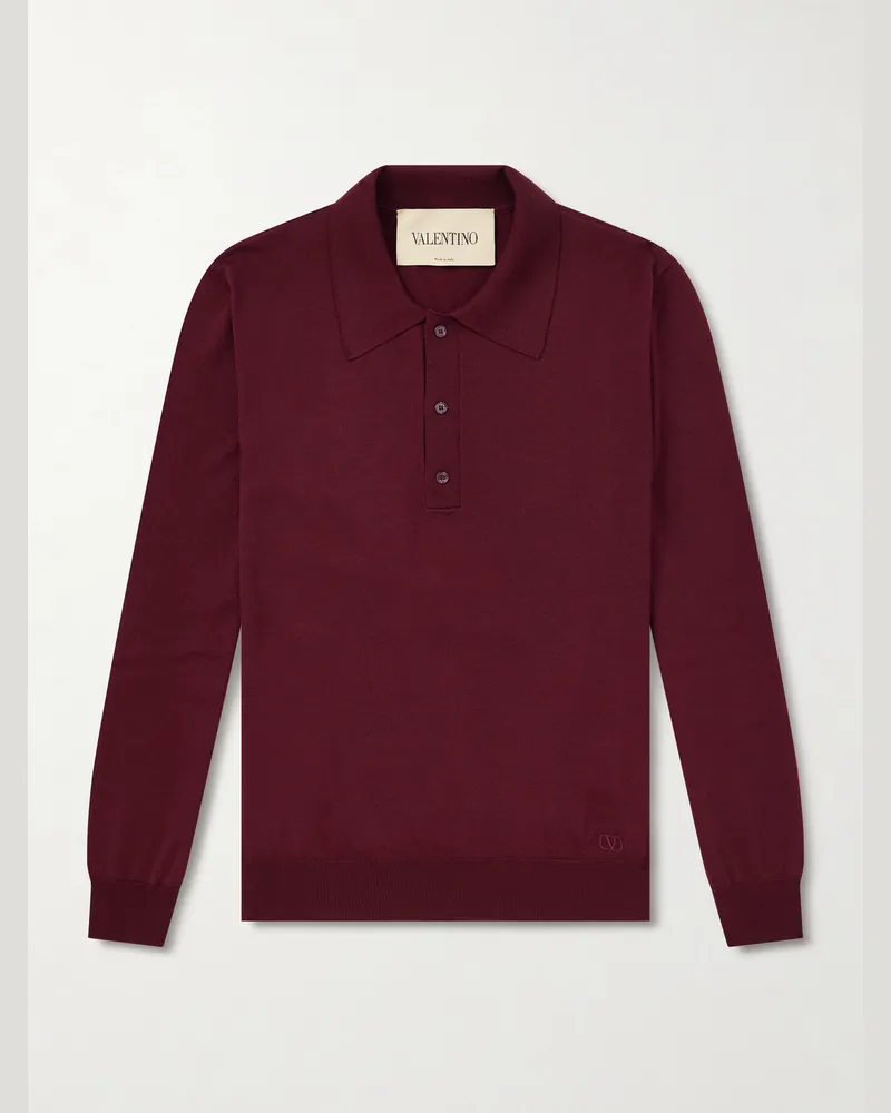 Valentino Garavani Virgin Wool Polo Shirt Red
