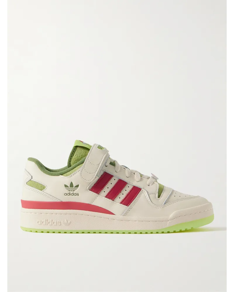 adidas The Grinch Forum Low V2 Sneakers aus Leder mit Velourslederbesatz Neutral