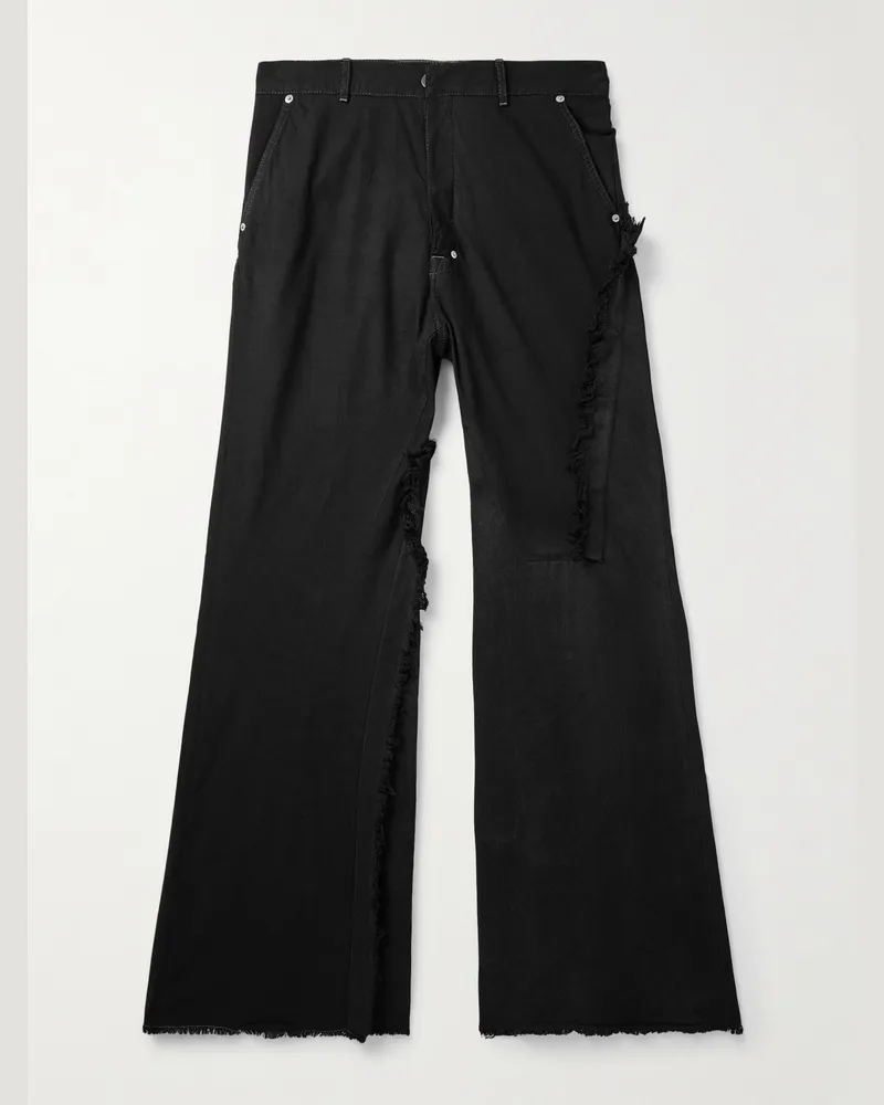Rick Owens Wide-Leg Distressed Jeans Black