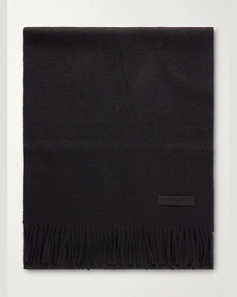 Ermenegildo Zegna Fringed Cashmere Scarf Black