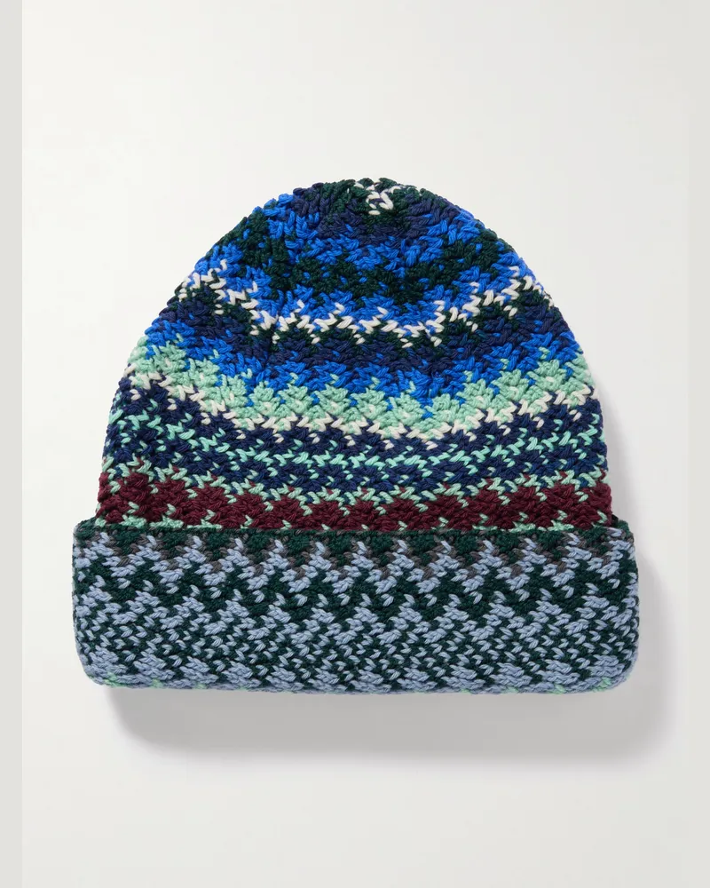 Missoni Jacquard-Knit Wool Beanie Blue