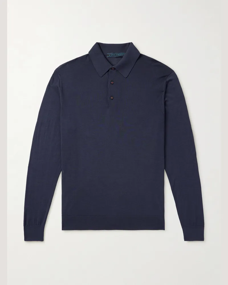 Kiton Pullover aus Wolle mit Polokragen Blau
