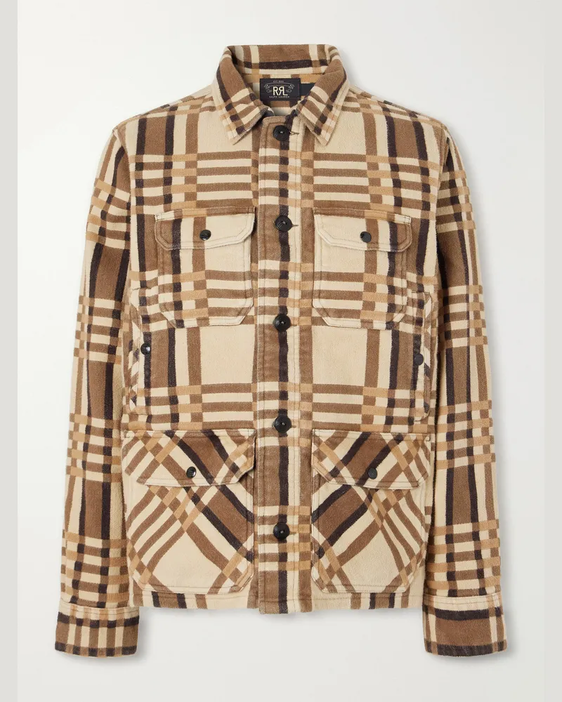 RRL Checked Cotton-Jacquard Shirt Brown