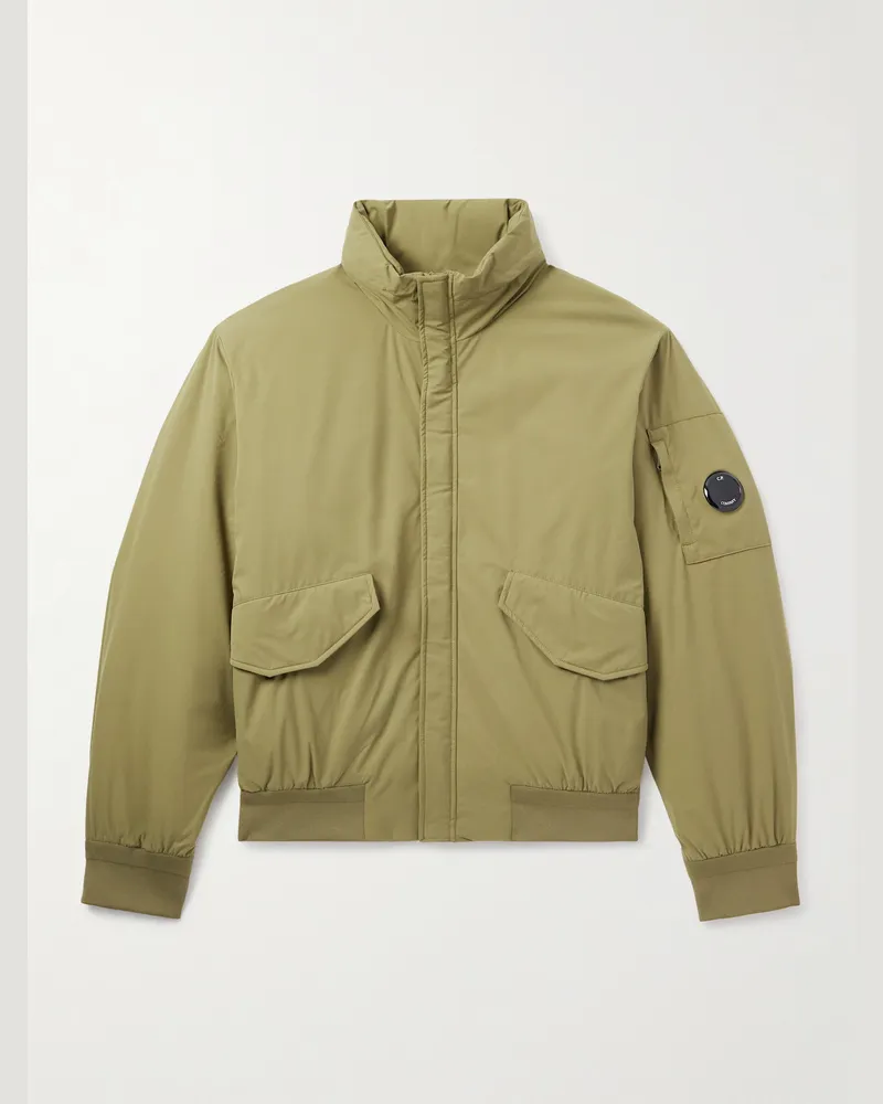 C.P. Company Wattierte Bomberjacke aus „Pro-Tek“-Material mit Logoapplikation Grün