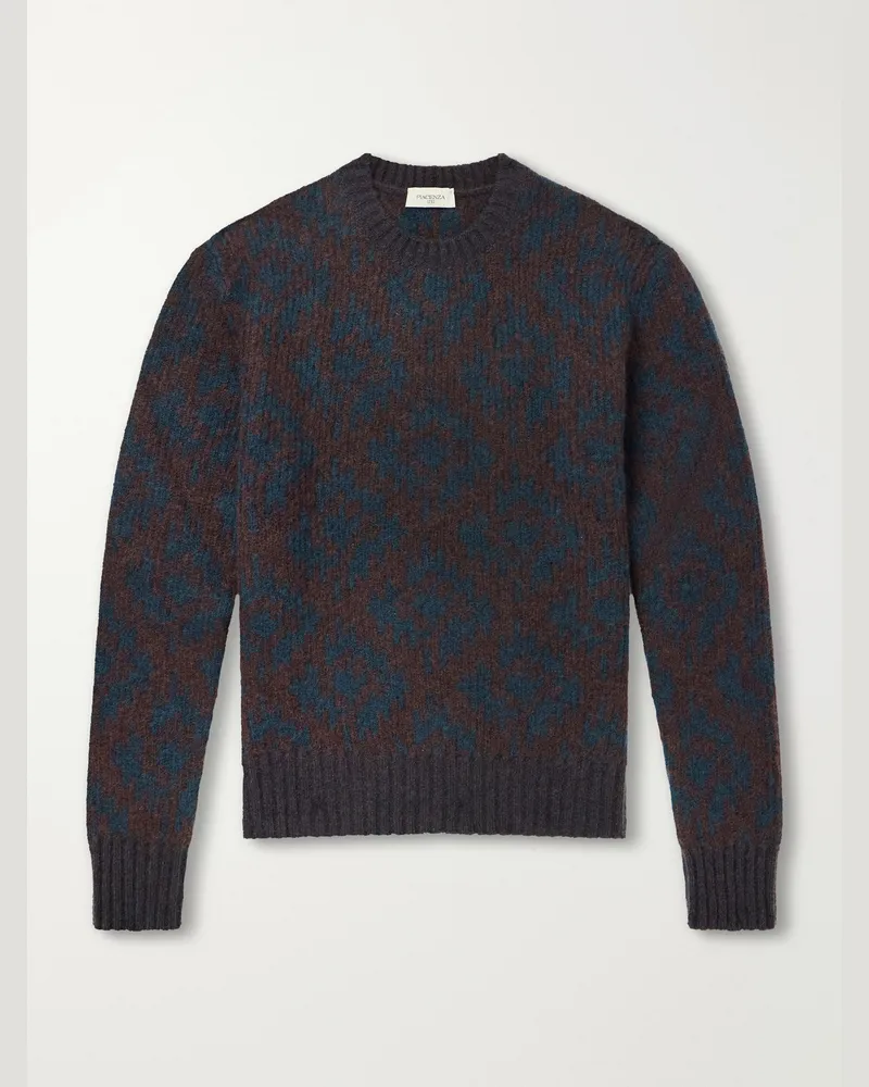 PIACENZA 1733 Intarsia-Knit Cashmere-Blend Sweater Blue