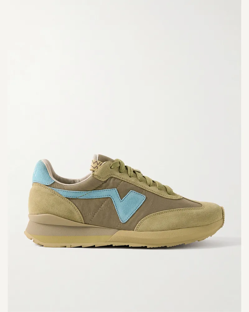 Visvim FKT Runner Sneakers aus Canvas mit Velourslederbesatz Grün