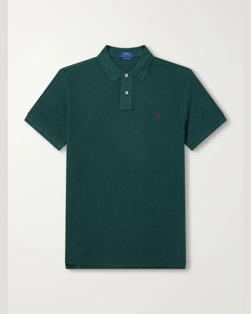 Ralph Lauren Logo-Embroidered Cotton-Piqué Polo Shirt Green