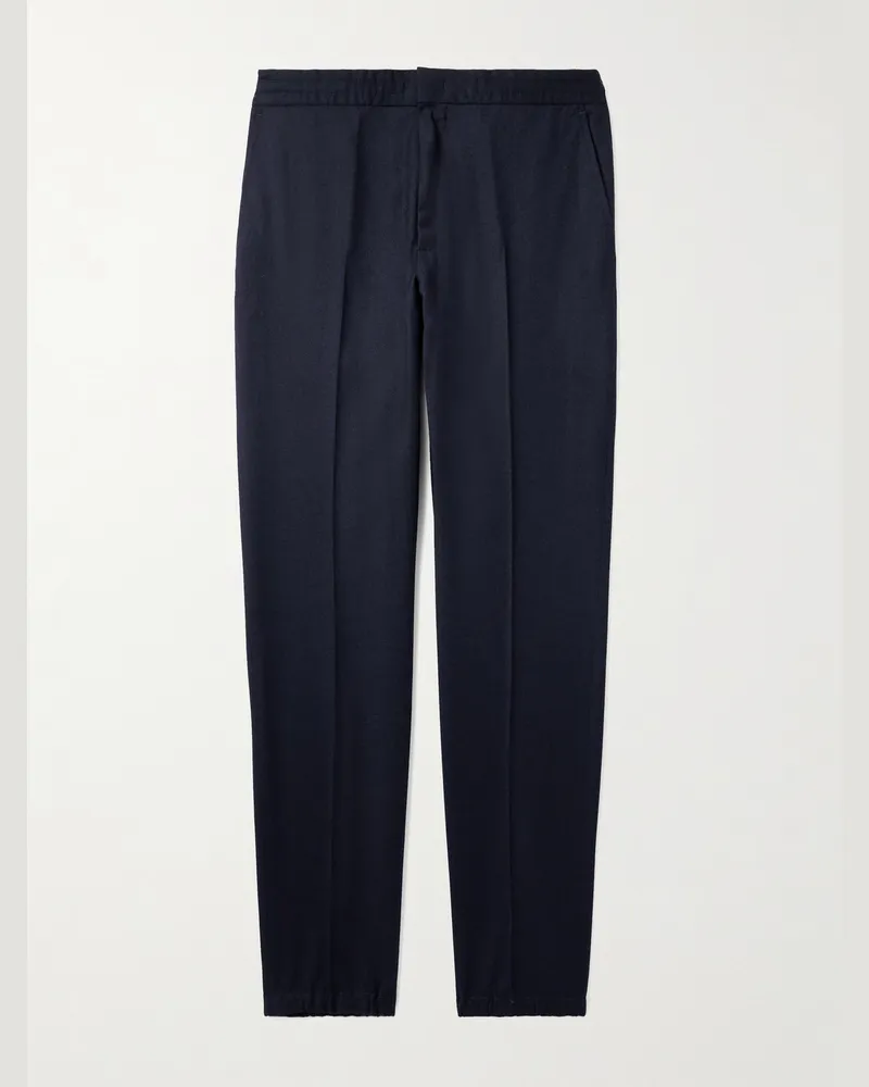 Ermenegildo Zegna Tapered Wool Trousers Blue