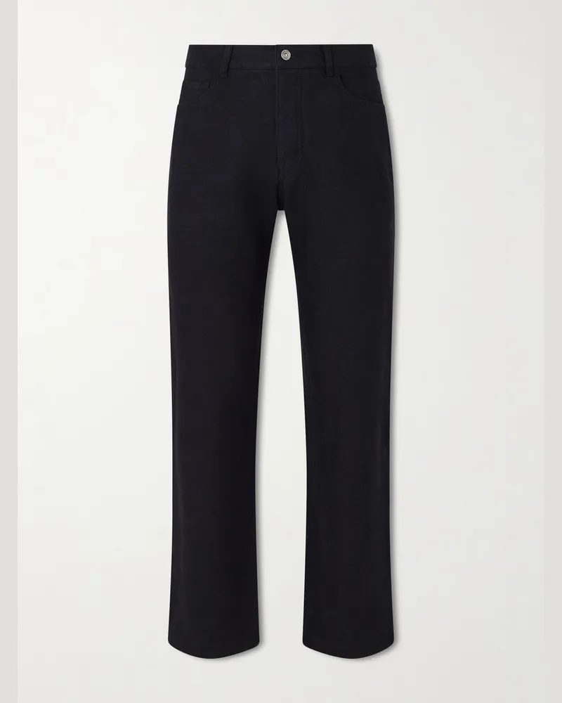 MR P. Edward Straight-Leg Linen and Cotton-Blend Trousers Black