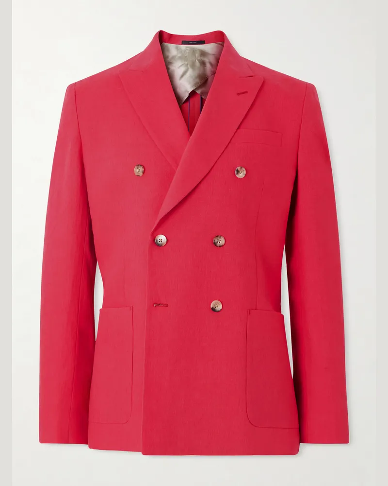 Paul Smith Double-Breasted Linen Blazer Red