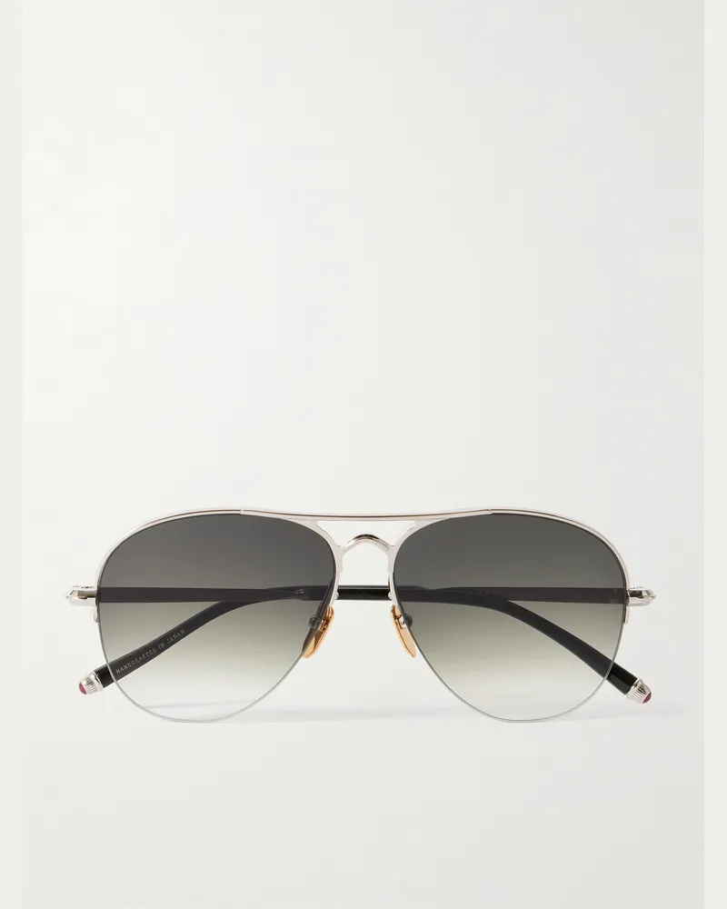 Jacques Marie Mage Amelia silber- und goldfarbene Pilotensonnenbrille Silber