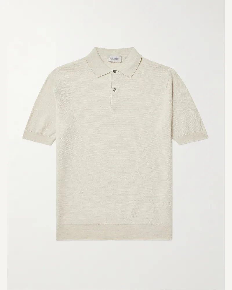 John Smedley 14. Singular Polohemd aus Merinowoll-Piqué Neutral