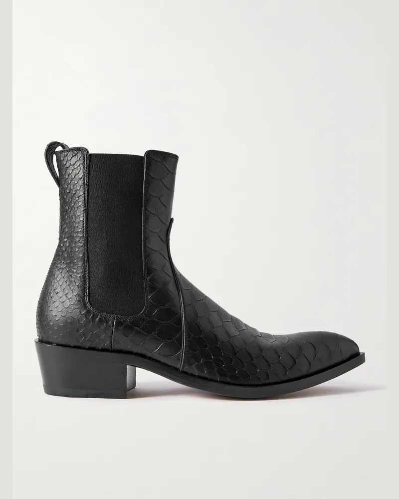 Tom Ford Chelsea Boots aus Leder mit Pythoneffekt Schwarz