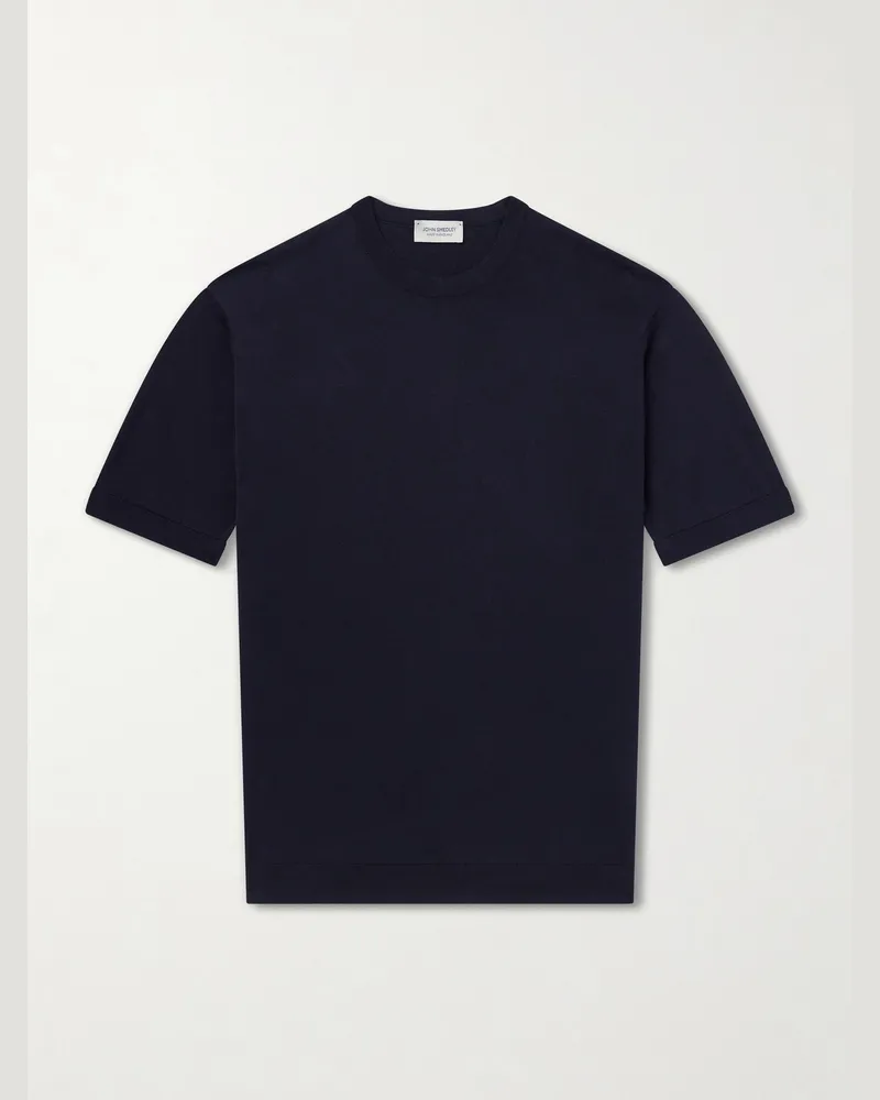 John Smedley Torin SS Cotton-Knitted T-Shirt Blue