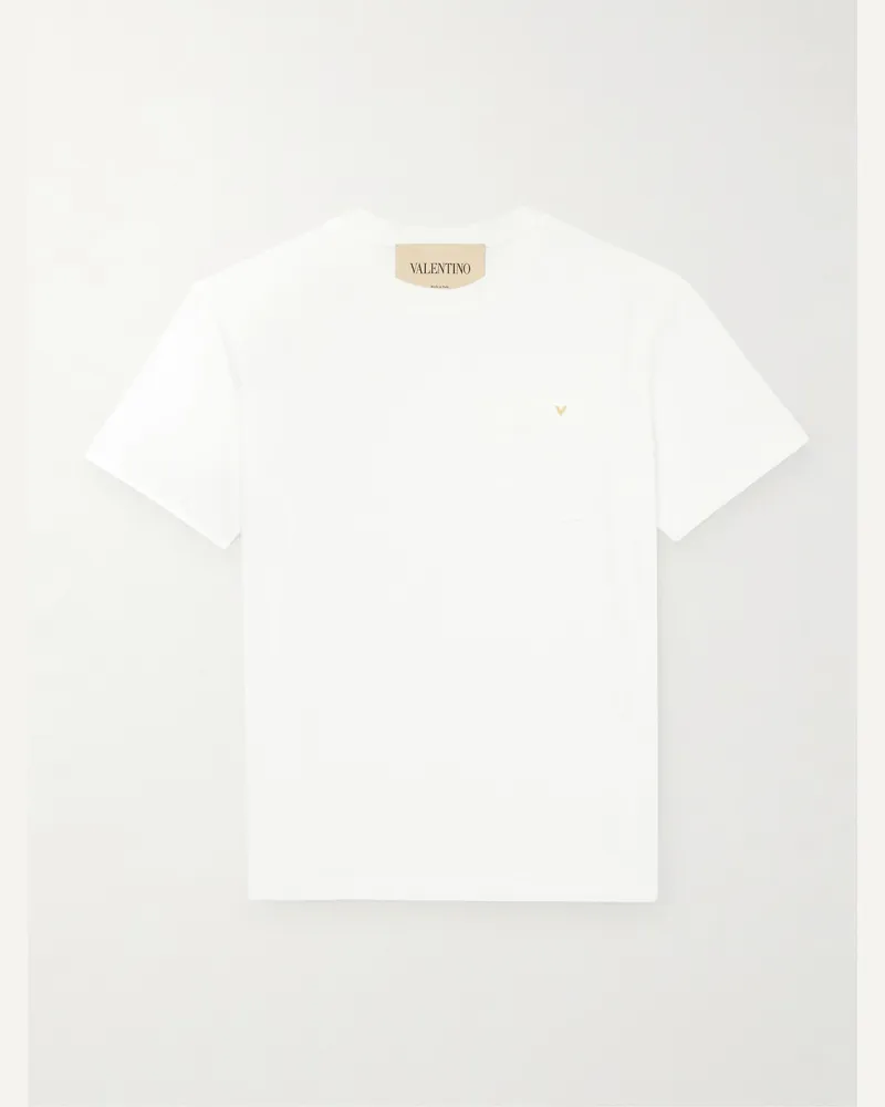 Valentino Garavani VGold Cotton-Jersey T-Shirt White