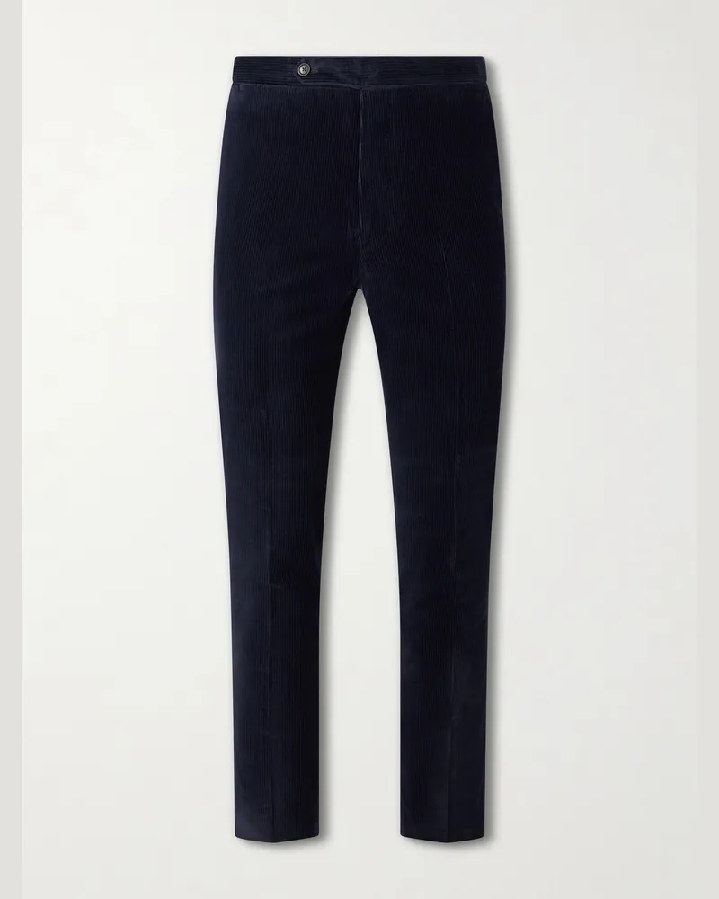 De Petrillo Slim-Fit Stretch-Cotton Corduroy Suit Trousers Blue
