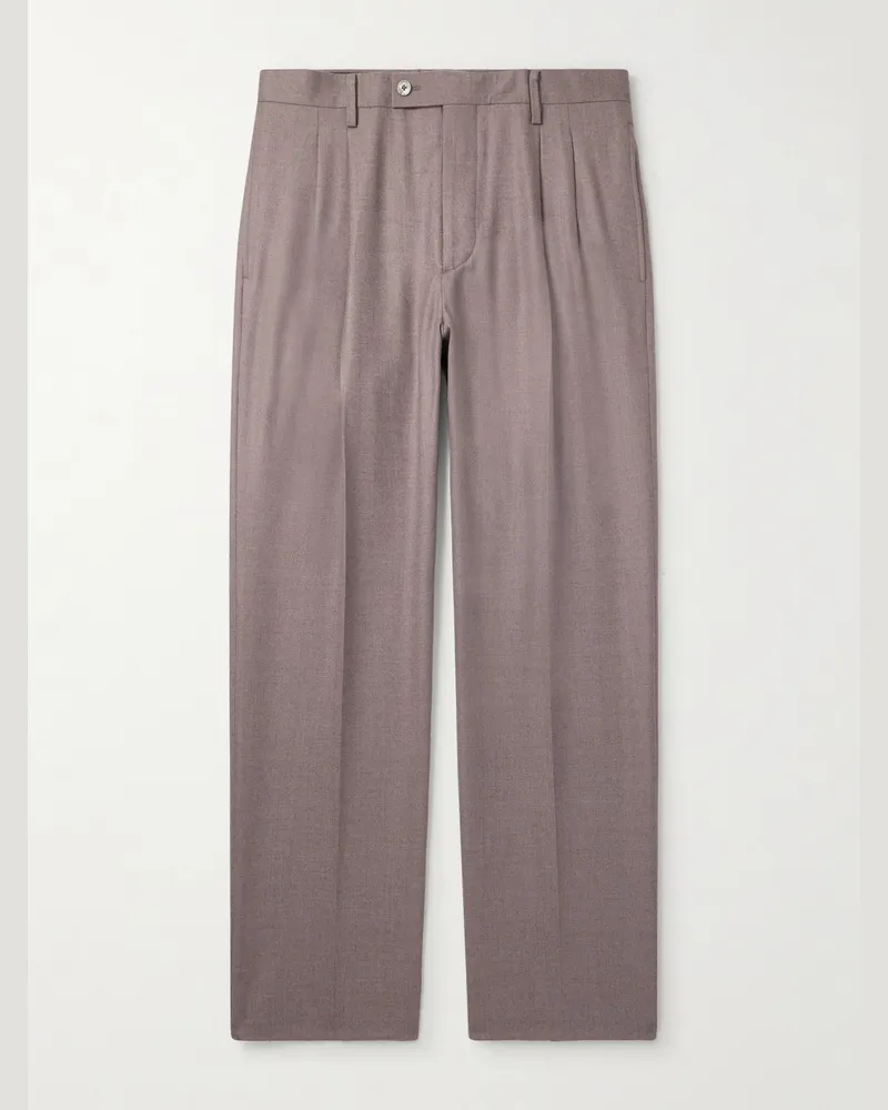 AURALEE Weit geschnittene Hose aus Woll-Twill mit Falten Braun