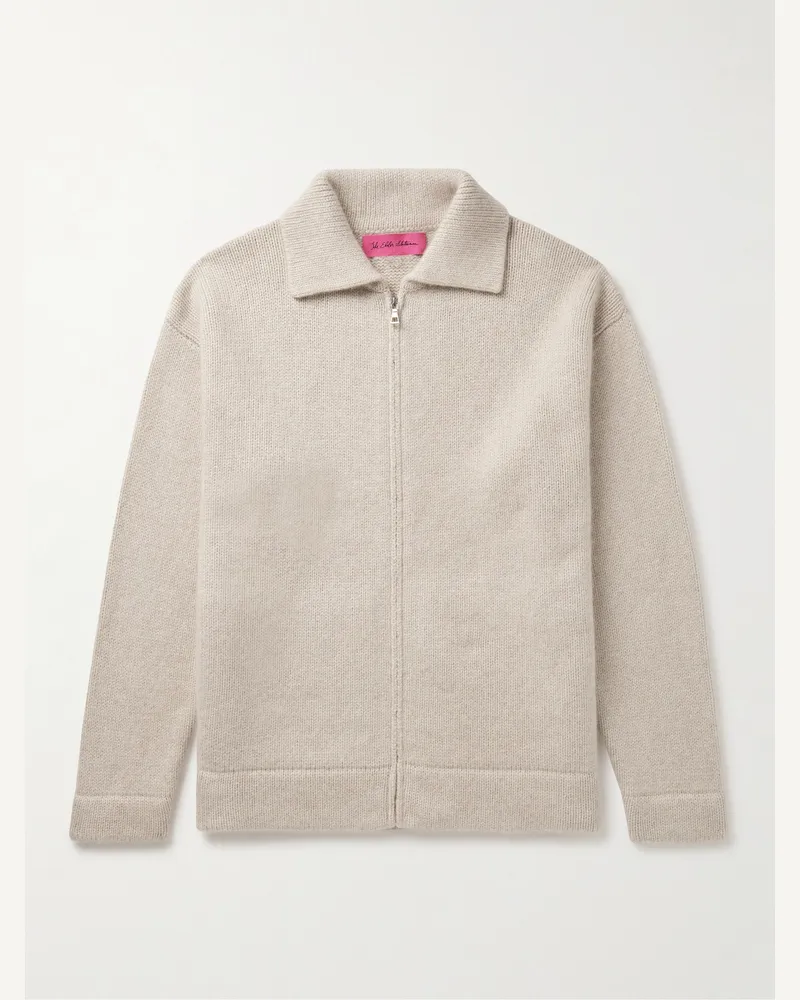 The Elder Statesman Cashmere Zip-Up Sweater Neutrals