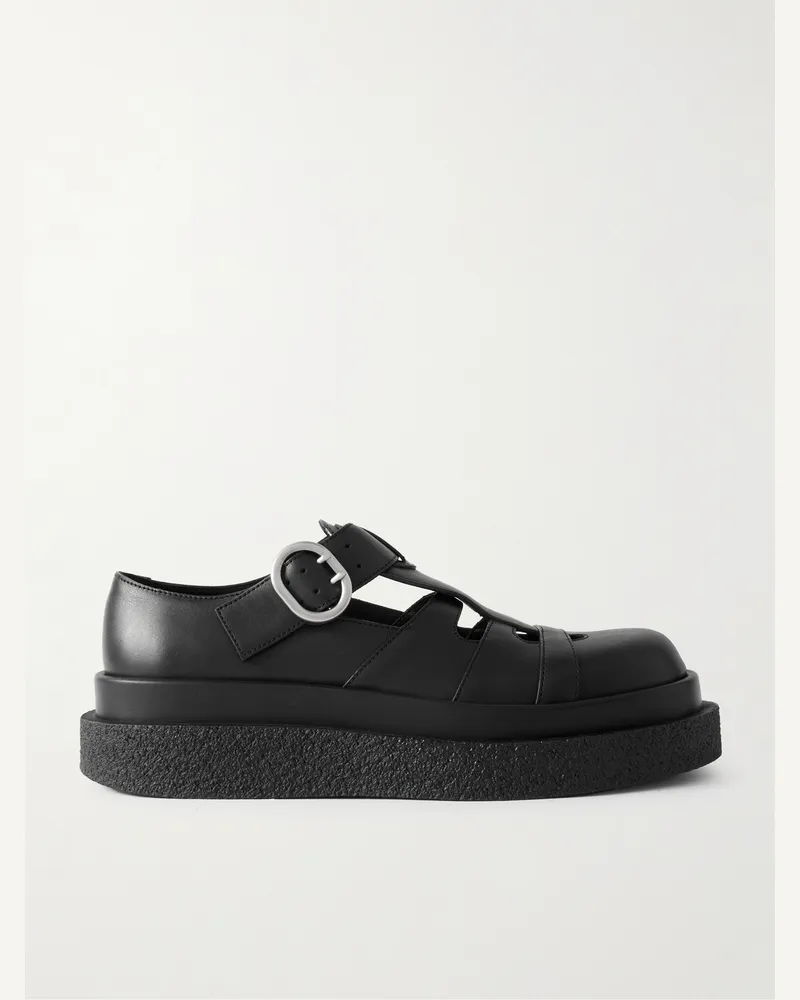Jil Sander Sandalen aus Leder mit Cut-outs Schwarz