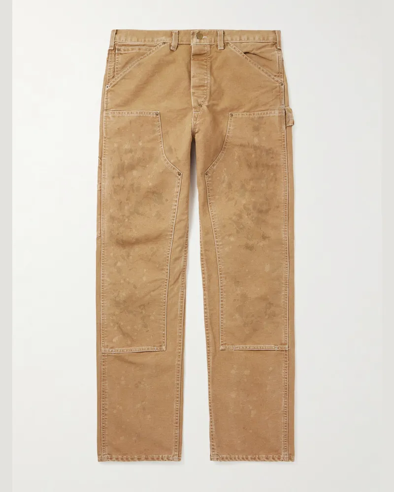 RRL Hamilton gerade geschnittene Hose aus Baumwoll-Canvas mit Double-Knee in Distressed-Optik Braun