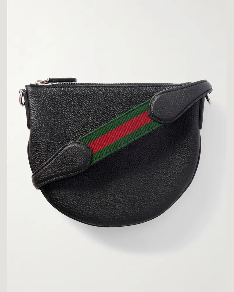 Gucci Umhängetasche aus vollnarbigem Leder Schwarz