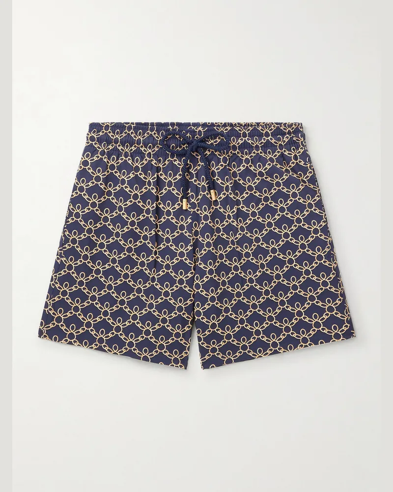 Vilebrequin Moorise gerade geschnittene mittellange Badeshorts aus recyceltem Shell mit Print Blau