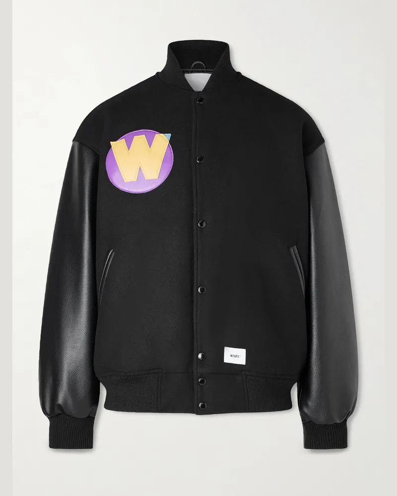 WTAPS Jacke aus Melton aus einer Wollmischung mit Logoapplikation Schwarz