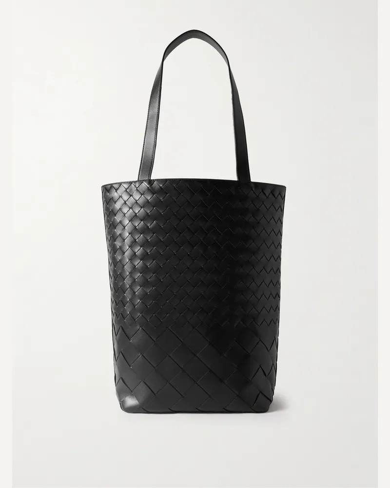 Bottega Veneta Small N/S Intrecciato Leather Tote Black