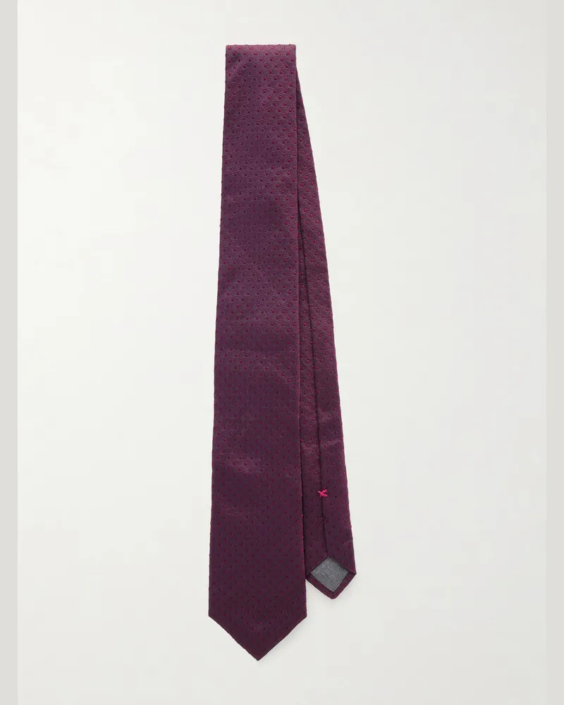 Brunello Cucinelli 8cm Polk-Dot Silk-Jacquard Tie Burgundy