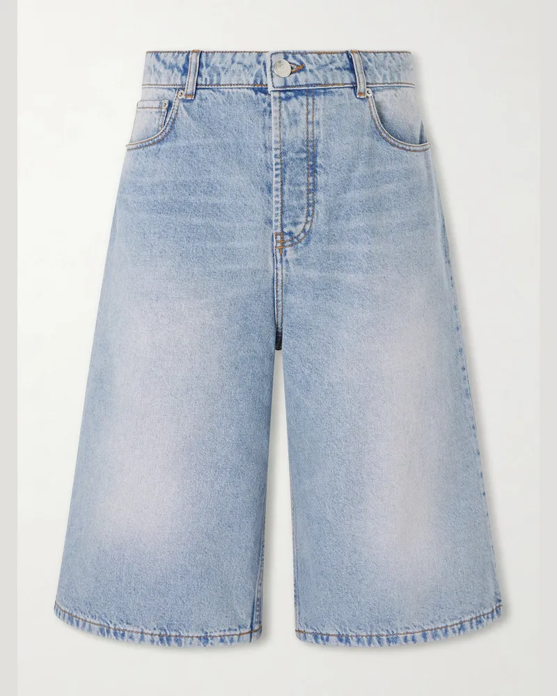 AMI Paris Straight-Leg Denim Shorts Blue