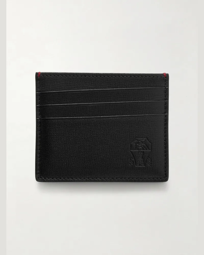 Brunello Cucinelli Pebble-Grain Leather Cardholder Black