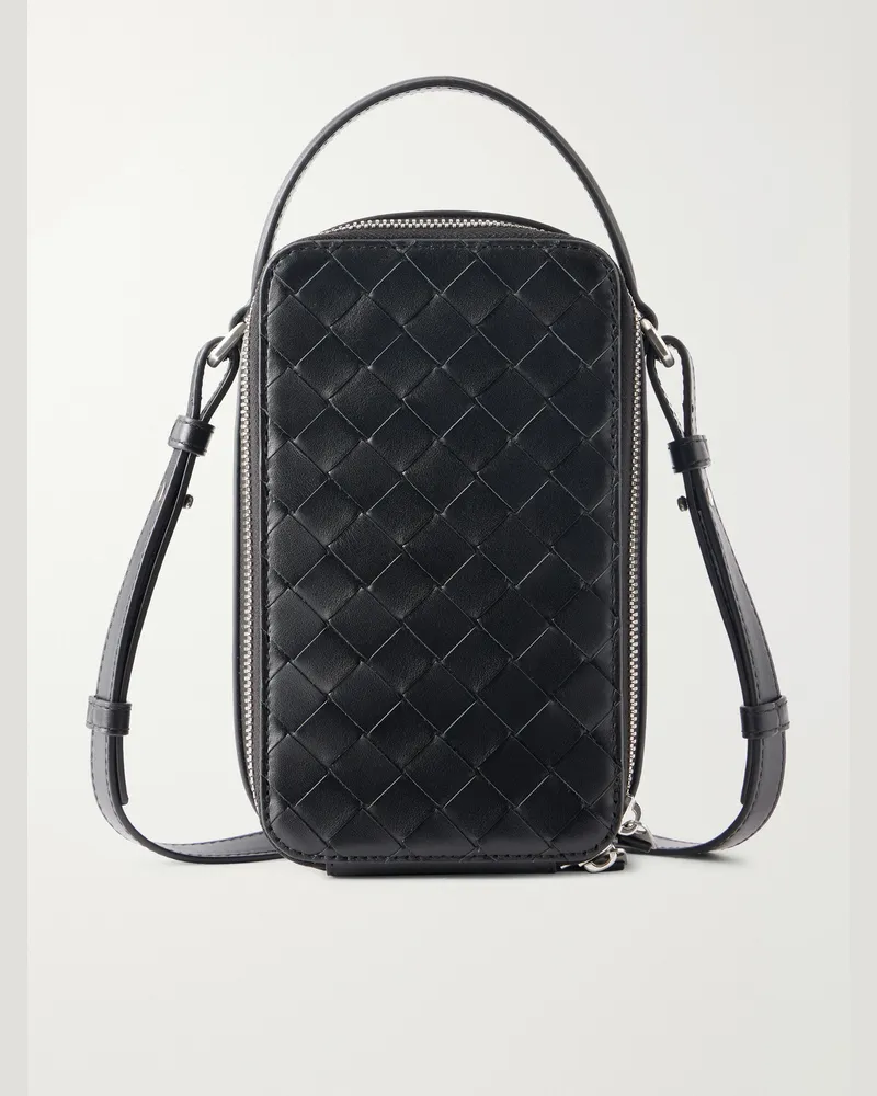 Bottega Veneta Getaway Intrecciato Leather Messenger Bag Black