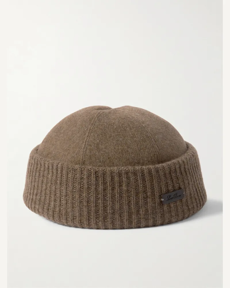 Loro Piana Beanie aus Storm-System®-Kaschmir mit Logoapplikation Neutral