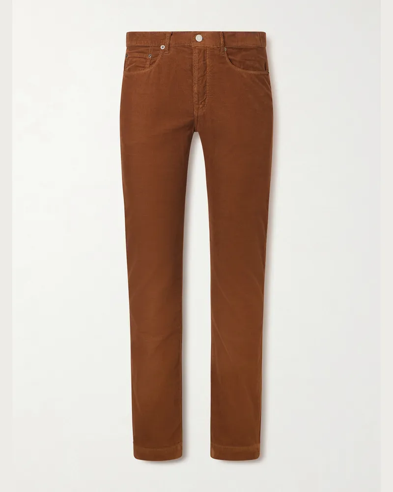 Massimo Alba Alunga Straight-Leg Cotton-Corduroy Trousers Brown