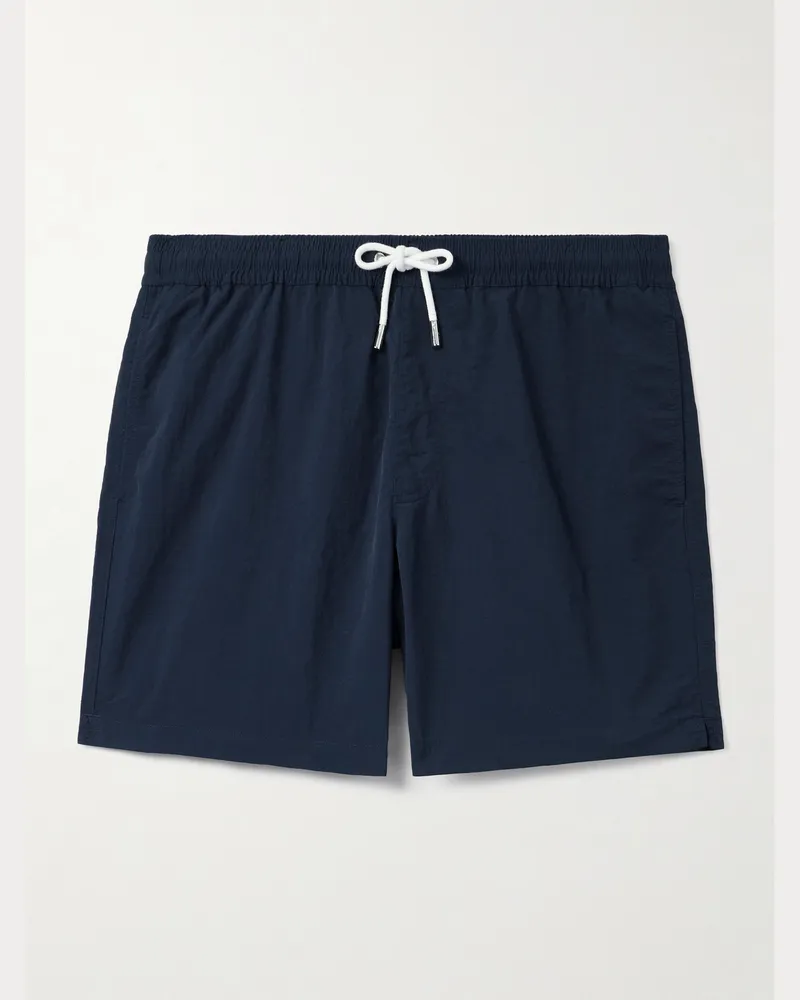 MR P. Gerade geschnittene mittellange Badeshorts in Stückfärbung Blau